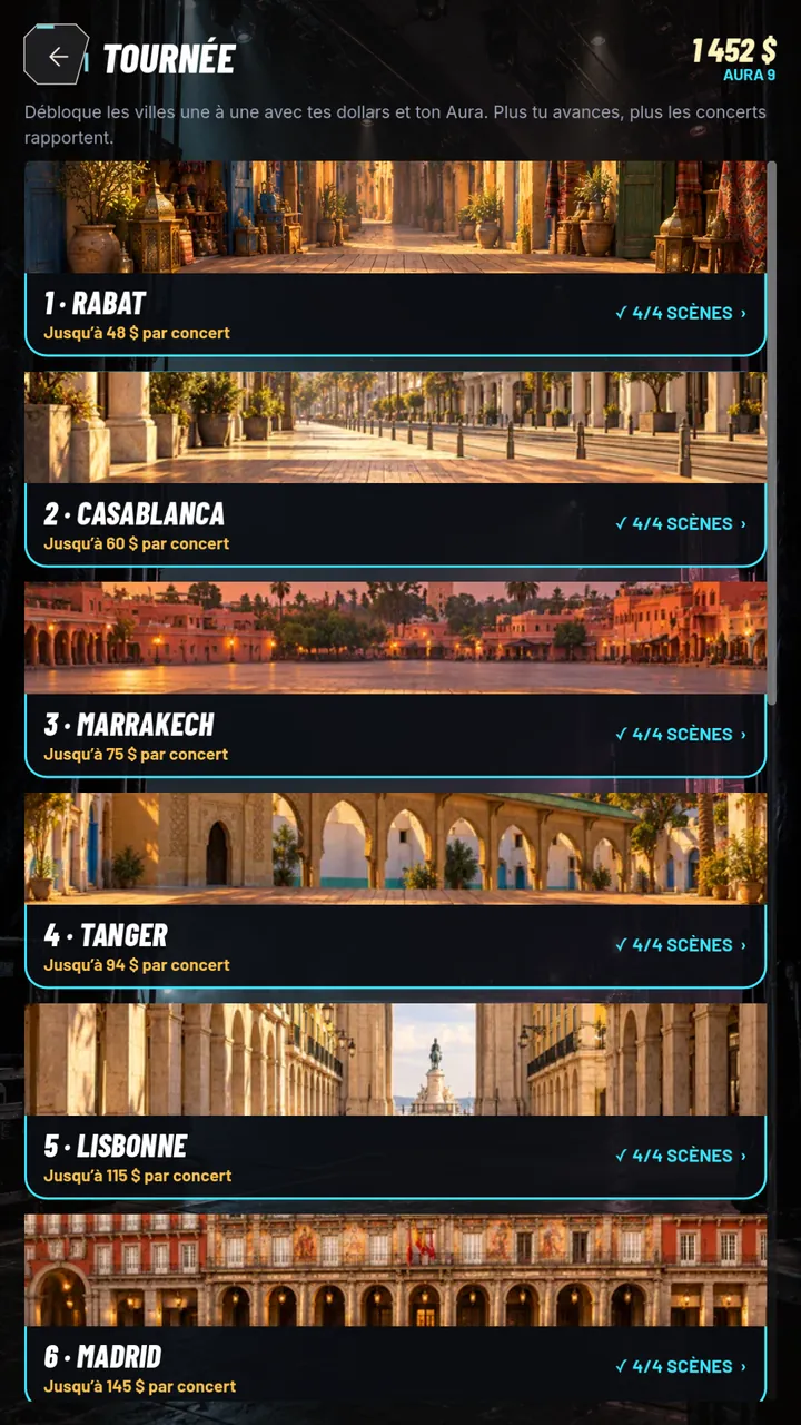 Volt Riff, écran Tournée : Rabat, Casablanca, Marrakech, Tanger, Lisbonne et Madrid.